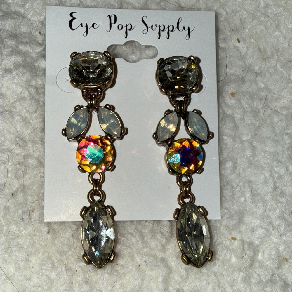 Eye Pop Supply Crystal and Iridescent Earrings